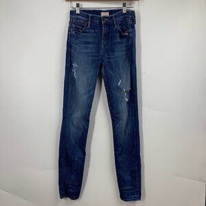 MOTHER Women's The Double Fray Charmer‎ Take The Edge Off Skinny Jeans Size 25
